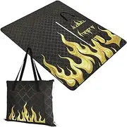 Park Blanket Water Resistant Grass Hiking Blanket for Grass Concert Blankets Black Fluorescent Cool Flame Gold 60x80in