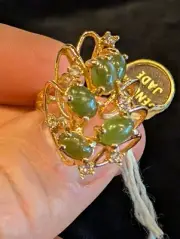 New JADE 18K Heavy Gold Electroplate Cluster Ring - Size 7