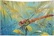 Art Decor Dragonfly Painting Flag with Four Holes Wall Decoration Banner Wall Flag for Dorm Room Bar Outdoor Party Flags 23.6x35.4 in