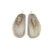 Unique Natural Agate Slice Yellow Gold Plated DIY Making Supply Connector Pairs