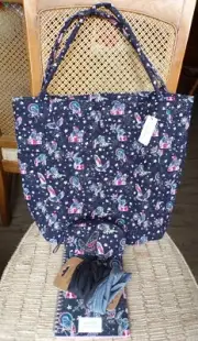Vintage Vera Bradley Navy Holiday Owls Assorted Tote Accessories