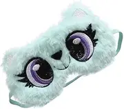 FOYTOKI 1Pc Adorable Plush Eye Mask with Big Eye Design for Travel and Home Use Light Green with Random Straps