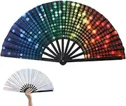 Line Dance Popping Fan, Foldable Handheld Line Dance Fans That Make Sounds, Decorative Boots on The Ground Hand Fan, Popping Fans for Line-Dancing Large, for Women Dance Performers (Style-F)