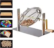 Ygebet Bingo Game Set for Adults and Kids with Metal Football Shape Cage, Wooden Bingo Balls Board Holder Set for Large Groups Family Party