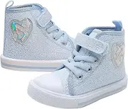 [GENGASUN] Girls Sneakers High Top Sneakers Kids Casual Fabric Shoes with Hook & Loop Closure