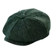 Boys Vintage Newsboy Cap Tweed Flat Beret Cabbie Hat 6-24 Months Flecked Green