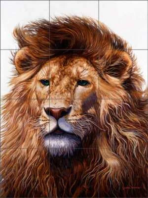 Lion Tile Mural Jack White Wildlife Art Ceramic Backsplash JWA010