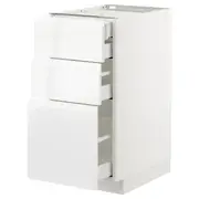METOD base cb 3 frnts/2 low/1 md/1 hi drw, white Maximera/Voxtorp high-gloss/white, 40x60x80 cm