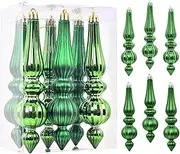 Christmas Tree Finial Decorations, 6X Hangable Christmas Finials, Indoor Outdoor Decors, Holiday Decoration for Mantel Tree Wedding Gathering