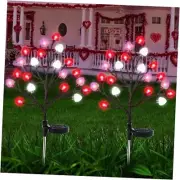 2 Pack Valentines Day Solar Outdoor Lights, Valentines Day Decor Red Pink