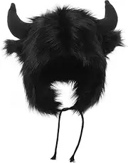 [SAFIGLE] Ear Hat Dog Hat Faux Hat Trapper Hat Cowgirl Hat Cap Tail Bucket Hat Funny Hat Hats Ear Beanie Women's Beanies Warm Beanie Cute Hat Animal Hat Beanie Women Polyester Black