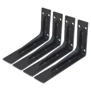 4pcs Black Shelf Bracket 10 inch L Floating Shelf Bracket for Shelves