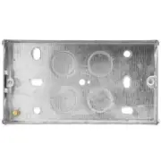 2 GANG METAL BACK BOX Double 25mm Flush Wall Socket Light Switch Pattress Plate