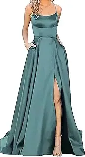 [JEKE-DG] Women's Spaghetti Strap Solid Wedding Maxi Dress Elegant Split Hem Swing Dress Sleeveless Ruched Formal Dresses