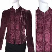 BCBG Medium (M) ❤NEW❤ Plum Rayon Velvet gothic Victorian Embroidered Jacket