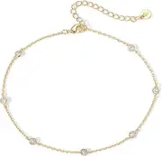 [PAVOI] 14K Gold Plated Charm Link Flat Gold Anklets for Women