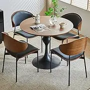 YUGXTH Round Dining Table and Chairs for 4, Office Reception Room Club Table and Chair Set, Coffee Table Conference Room Table, Negotiation Table and 4 Chairs, for Home, Apartment(80cm/31.5in)