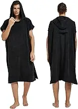 III HHONS Towel Hoodie Poncho Adult Outdoor Beach Towel Hoodie Black Coverup Robe Large Hooded Towels for Adult