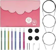 KnitPro Zing Interchangeable Needle Set – 7 x 13cm Circular Knitting Pin Pairs with Accessories Zing Midi Set, Colour Coded for Beginners, Professionals & Gift Set