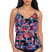Magicsuit® Sonic Chloe Floral Tankini Top in Black/Multi at Nordstrom, Size 16