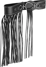 [Gadpiparty] 1pc Skirt Black Steampunk Corset Black Accessories for Women Punk Style Skirt Gothic Waist Belt Tassel Waist Chain Gothic Buckle Rivet Fringe Skirt Black Women's Leather Corset