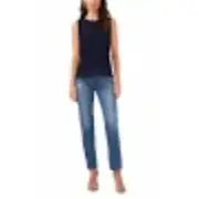 Vince Camuto Lace Trim Textured Blouse Top Womens XS Blue Rayon Sleeveless B98