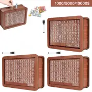 Wooden Cash Vault Savings Box Cash Money Saving Box W/ Countdown Christmas Gift