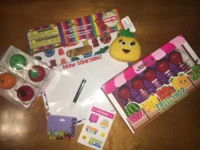 Claire’s Fruit Shop Lipgloss Coin Purse Earring Candy Justice Sticker Lot Easter