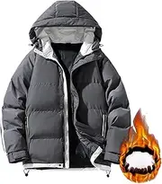[JEShifangjiusu] Man With Hat Chain Full Jacket Jacket Ski Jacket Sports Jacket, grey, 3XL