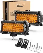 NAOEVO 7 Inch Amber LED Light Bar, 240W 24,000LM Offroad Fog/Driving Lights with Spot Flood Combo, LED Pods for Truck Boat UTV ATV, 2 Pack (Amber)