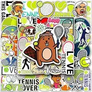 Aiwuding Tennis Stickers Pack, 50PCs Athletic Sports Stickers, Vinyl Decals, Stickers for Hydro Flask, Laptop, Water Bottle, Gift Stickers for Kids, Toddlers, Teens, Party Favors (Tennis)