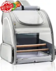 Bird Carrier Backpack Pet Travel Cage Tray Perches Breathable Portable Parrot