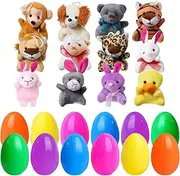 Easter Eggs with Plush Animals | Stuffed Pre Filled Basket Stuffer ,Easter Eggs Stuffed with Animal Plush for Kids, Toddler