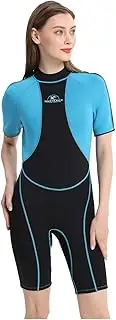 Jintaleco Shorty Wetsuits for Men & Women, 3/2mm Neoprene Wetsuit with Short Sleeves for Swimming, Diving and Water Sports, Back Zip Wetsuits for Temperature 12℃ & Above