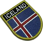 [BR44] BP0409EV01 Iceland Flag Embroidered Patch Gold Border Uniform Kart Kimono, Hook Fasteners Attach to Tactical Hats and Gears