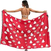 [RPLIFE] White Snowflakes Christmas Swimsuit Cover Up Sarong, Summer Pool Sarong for Women, Large, White Snowflakes Christmas, Medium