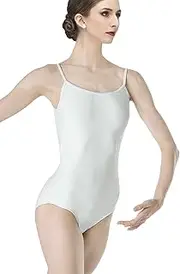 [Wearmoi] Wear Moi THALWHI Women's Ballet Camisole Leotard, Basic, V-Cut Back, Microfiber, Size L, White
