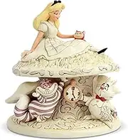Enesco Disney Traditions by Jim Shore White Woodland Alice in Wonderland Mushroom Figurine, 7 Inch, Multicolor
