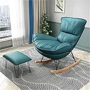 OWELLK Single Recliner Chair Sofa Chair Glider Chair,Rocking Chairs W/Ottoman,Upholstered Lounge Chair Living Room,Wooden Base for Balcony Relax(Olive Green)