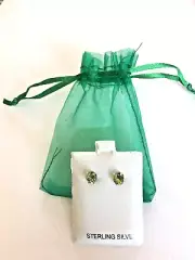 PERIDOT EARRINGS 2CTTW 925 STERLING SILVER BUTTERFLY BACKS GIFT BAG FREE SHIP!