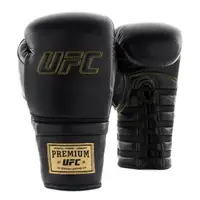 在飛比找momo購物網優惠-【UFC】PREMIUM 頂級黑色綁帶式訓練拳套