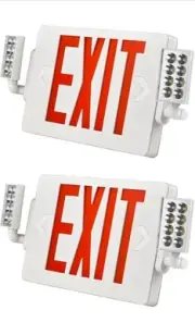 2 Pack Doble Sided LED Exit Sign Emergency Combo Light with Adjustable Two Head