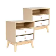 2X Bedside Tables Storage Cabinet Nightstand 2 Drawer Wood ANYA OAK