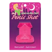 Penis Shot Glass Pink Glow in the Dark 1.5oz Plastic Bachelorette Pride Party