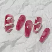 Snake Full Cover Press on Nails Fake Nails Pink