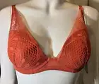 New Passionata Lace Plunge Contour Bra NWT 34DD color Flame