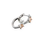ANYCO Earrings Sterling Silver Yellow Luxury Square CZ Round Ear Buckle For Women Girl Teen Chic Fashion Stylish Accessories Jewelry Gifts
