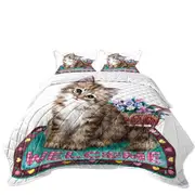 Welcome Flowers and Adorable Kitty Cat Coverlet