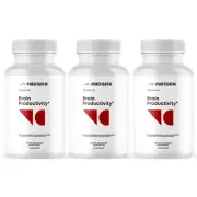 Brain Productivity - Reduce Feelings of Overwhelm Supplement Capsules 3 Bottles