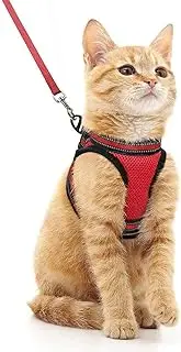 Cat Harness and Leash Set for Walking Escape Proof, Adjustable Soft Kittens Vest with Reflective Strip for Cats